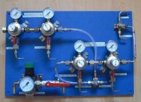 Kontrolltafel CO2-Luft/Wasser 4xZw.-Dm, 2 x Umschaltv., Wasserdruckminderer  auf Kunststofftafel montiert