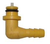 Shurflo elbow 90 ° with 6.7 mm plastic check valve - yellow