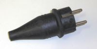 Gummi-Schutzkontaktstecker schwarz, 10/16A 250V