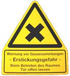 PVC film, "warning against gas accumulation with symbol" self-adhesive, 210 x 255 mm