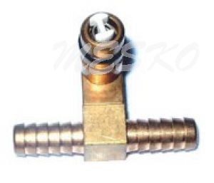 Messing T-Luftanschluss mit Rückschlagventil 1/4" (6,7mm) gerade