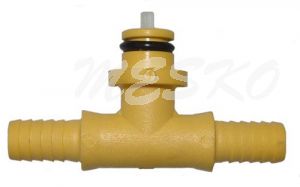 Shurflo tee with check valve 6.7 mm plastic - yellow