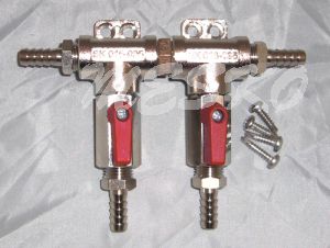 Distributor with a ball valve 2-line completely