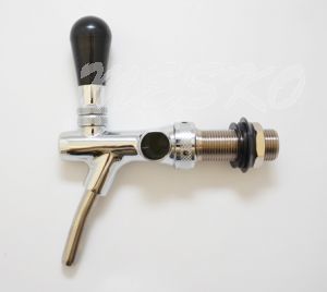 Bier-Zapfhahn komplett, Kolbenschankhahn ohne Kompensator 5/8" x 55 x 7mm - verchromt